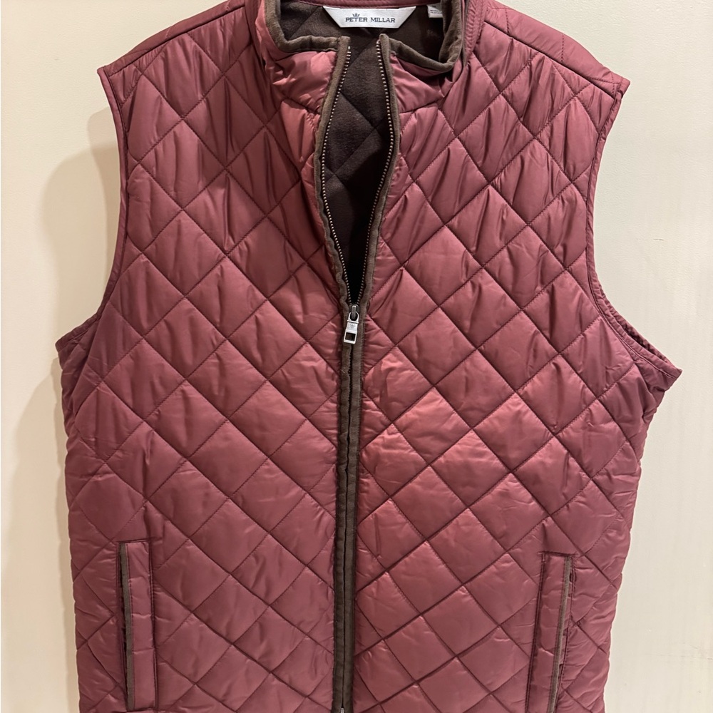 Peter Millar Men's Cranberry Essex Quilted Travel Vest
